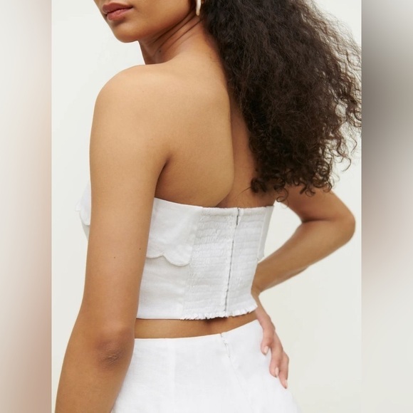 REFORMATION Lizzi Linen Top In White - Picture 3 of 6